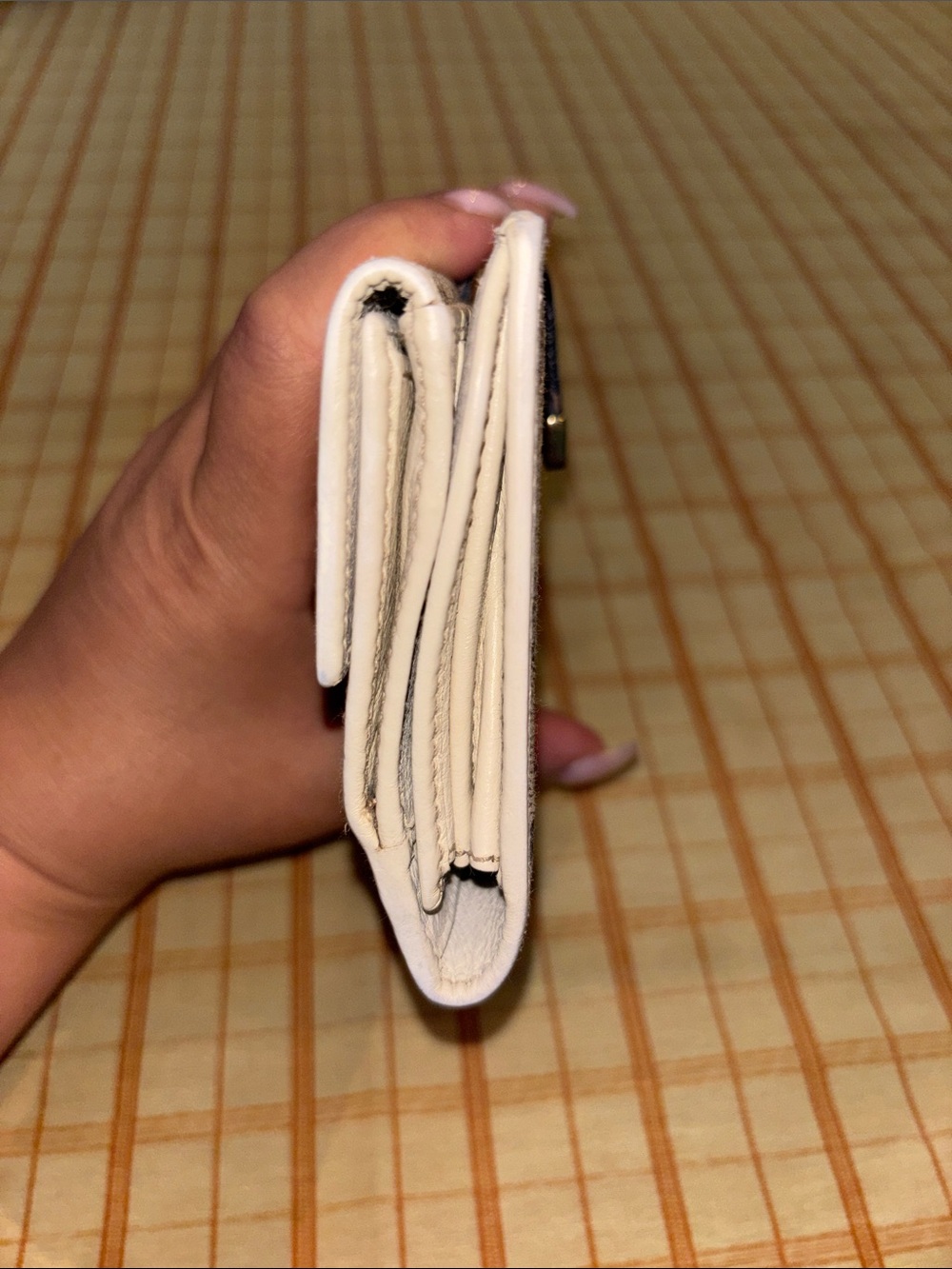 Authentic Gucci Beige and Brown Monogram Continental Wallet with Gold Accent - Picture 9 of 10